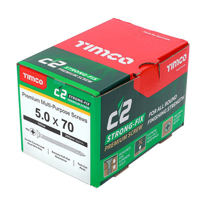 TIMCO C2 Strong-Fix PZ2 CSK ZYP 5.0 x 70 Gold Pack 200