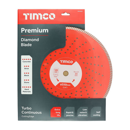 TIMCO Prem Diamond Blade Turbo Cont 350 x 20 Pack 1