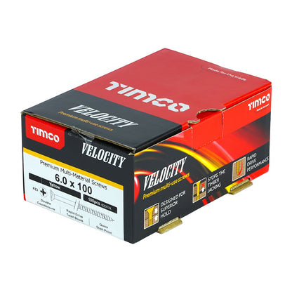 TIMCO Velocity Screw PZ3 CSK ZYP 6.0 x 100 Gold Pack 100