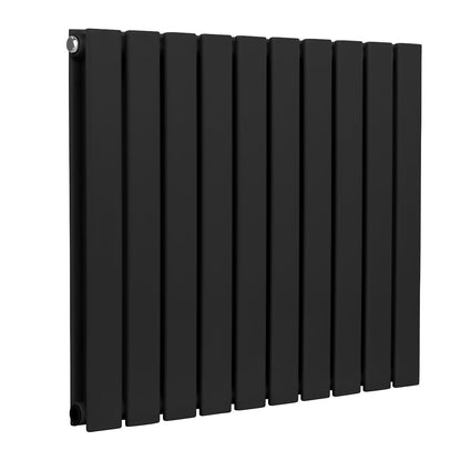 Baridi DH345 Horizontal Radiator Contemporary Double Flat Panel Design 600 x 700mm - Black | Steel | Horizontal flat panel design delivers a BTU