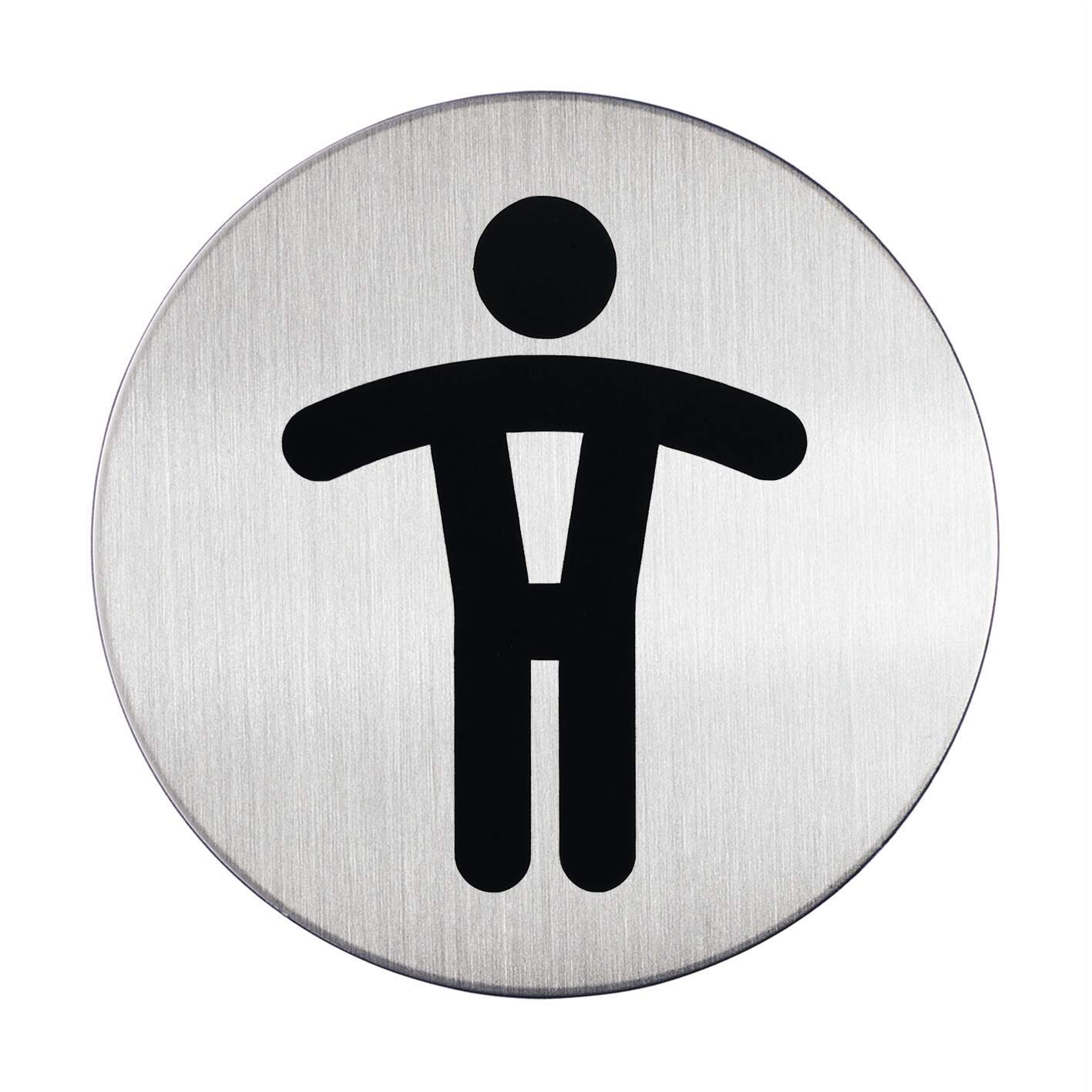 Durable Adhesive Men's WC Symbol Bathroom Toilet Sign | Stainless Steel | 83mm