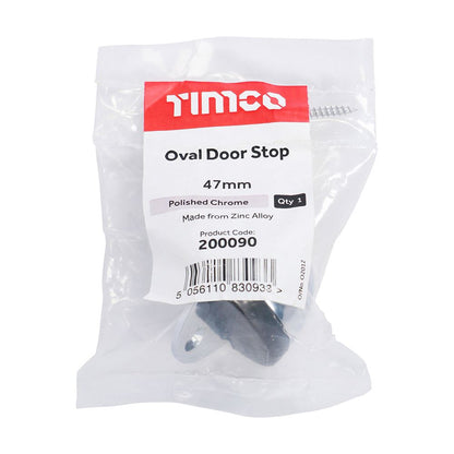 TIMCO Oval Door Stop Pol. Chrome 47mm Pack 1