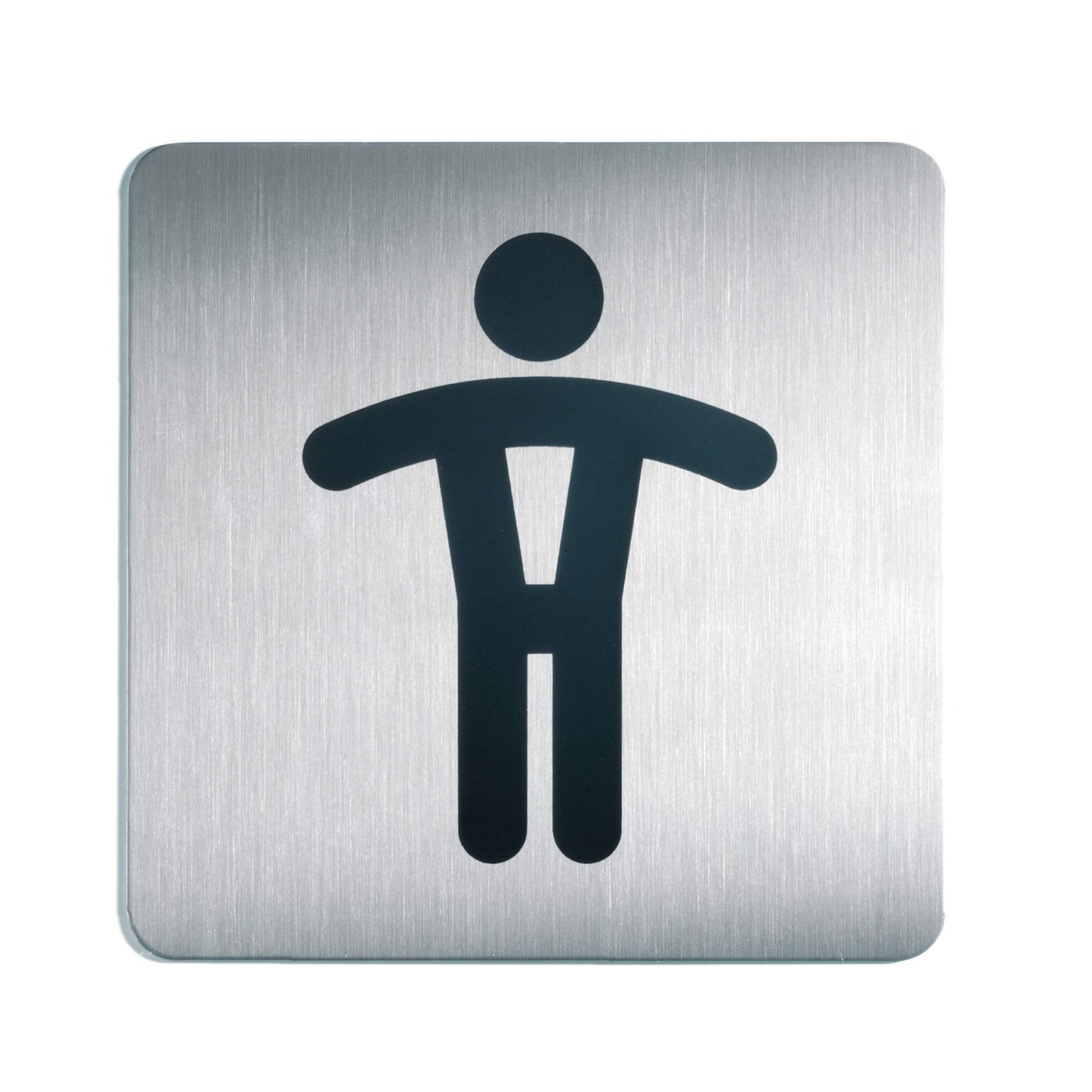 Durable Adhesive Men's WC Symbol Bathroom Toilet Sign | Stainless Steel | Square