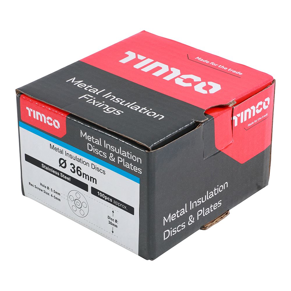 TIMCO Metal Insulation Disc SS 36mm Pack 100