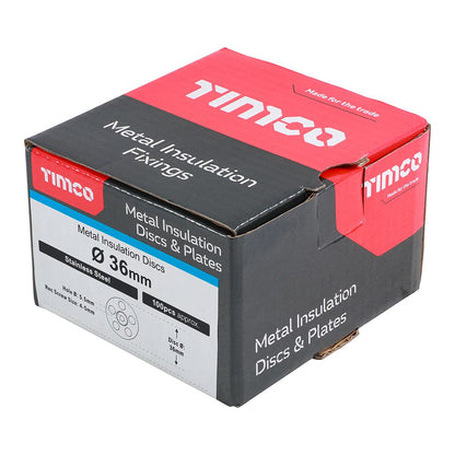 TIMCO Metal Insulation Disc SS 36mm Pack 100