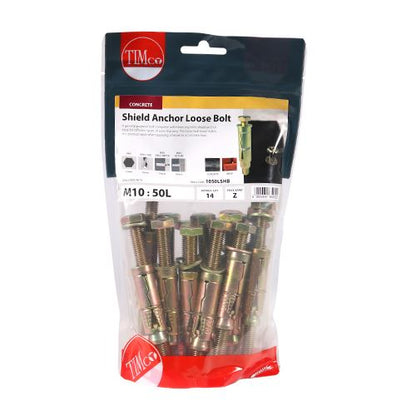 TIMCO Shield Anchor Loose Bolt - ZYP M10:50L (M10 x 110) Gold Pack 14