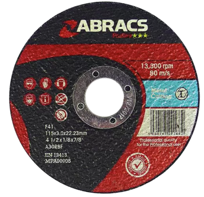 ABRACS F42 Metal Cutting Disc 125mmx3.0mmx22.23mm  12,200rpm  80m/s