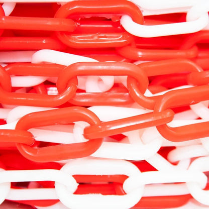 Yuzet Red White Plastic Barrier Chain 6mm x 25m Safety Crowd Control Chain