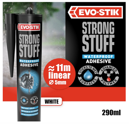 EVO-STIK Strong Stuff Waterproof 290ml SMP Grab Adhesive Wet Surfaces Indoor Outdoor Underwater Solvent Free Pack of 12