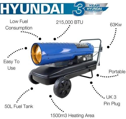 Hyundai HY215DKH Diesel Space Heater 63kW 215,000BTU Workshop Heater Garage Heater