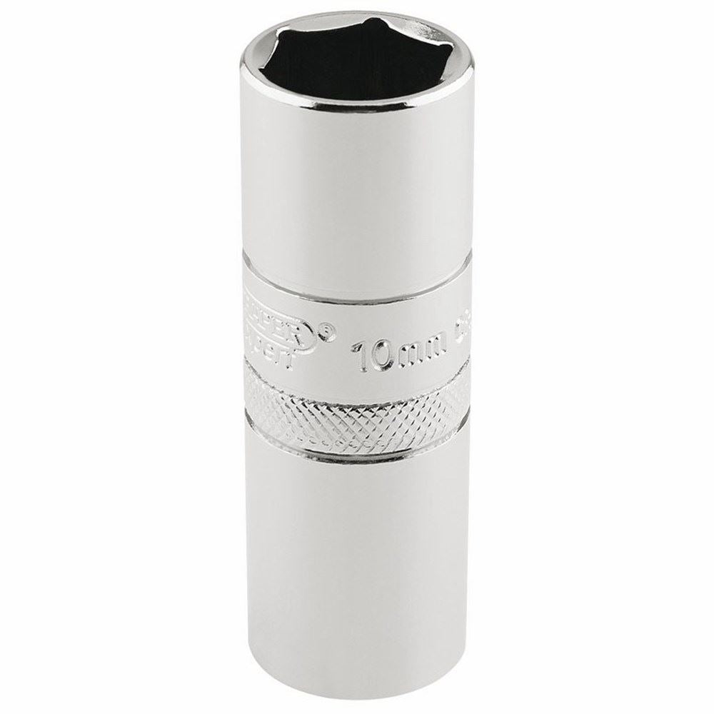 Draper 10MM SPARK PLUG SCKET 1/2PCKD 16778 1/2" Sq. Dr. Spark Plug Sockets (Polished Chrome)