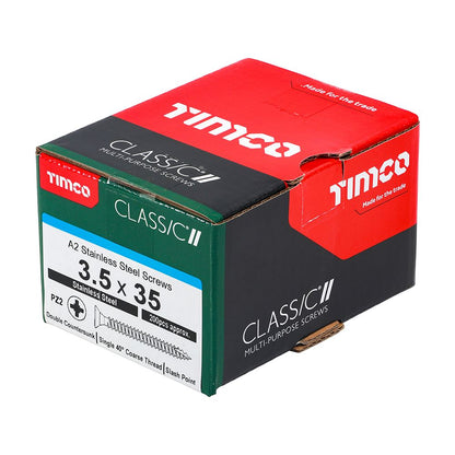 TIMCO Classic Screw PZ2 CSK A2 SS 3.5 x 35 Pack 200