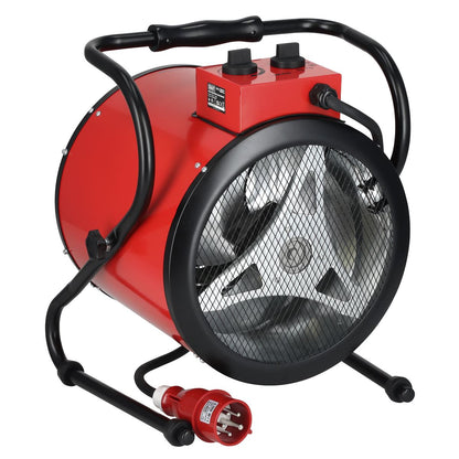 Sealey EH9001 Industrial Fan Heater 9kW/400V | 31,000Btu/hr, 4500/9000W, 400V-16A, Thermostat, Overheat Protection, Tip-Over Switch, Adjustable