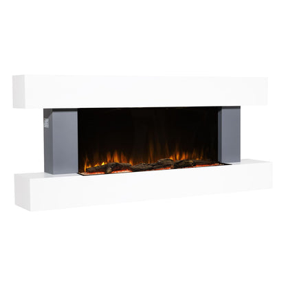 Baridi DH112 Wall Mounting Electric Fireplace with LED Flame Effect 52" - Grey | 230V~50Hz, Timer, Remote Control | Create a relaxing and cozy space