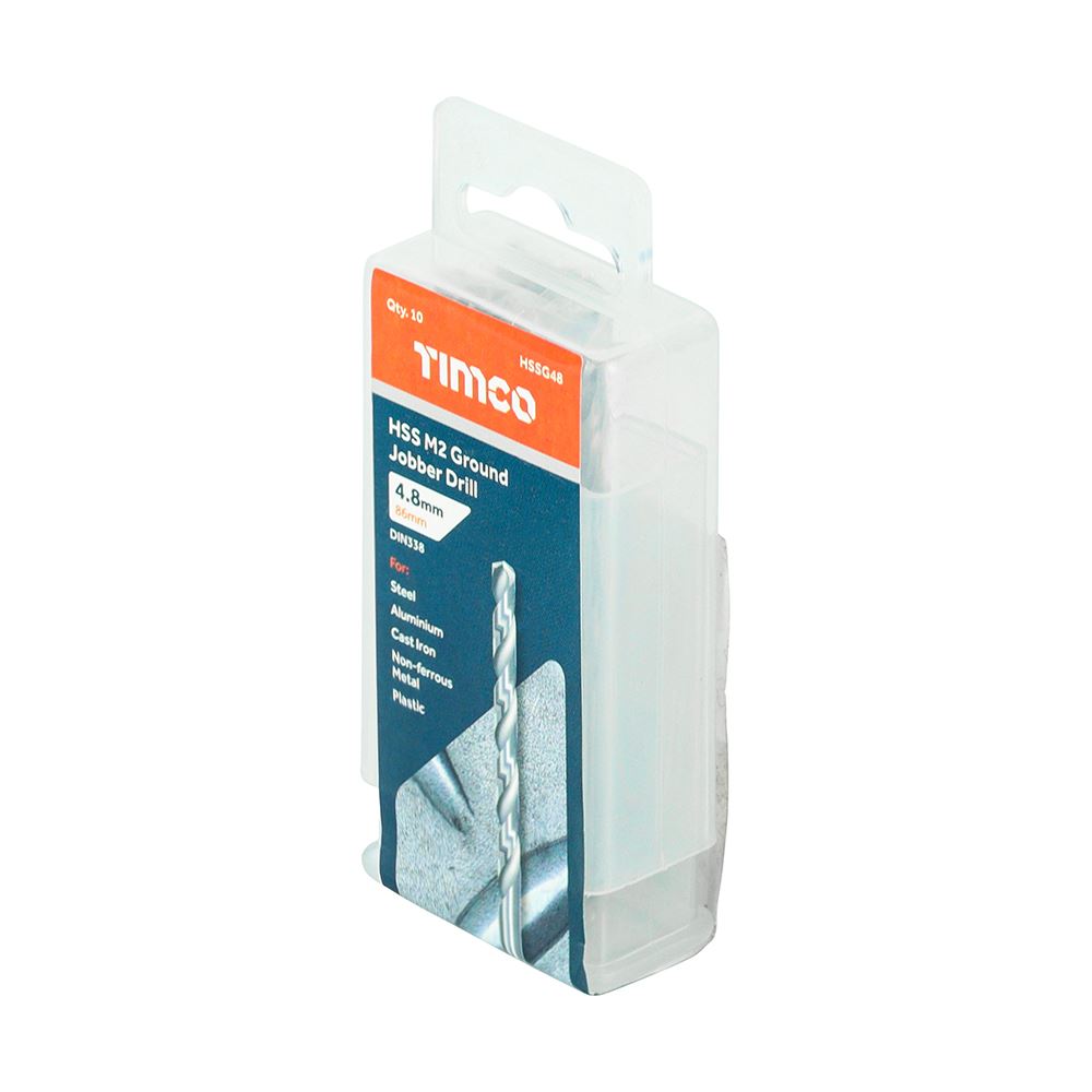 TIMCO HSS-G Jobber Drill Bit M2 4.8mm Pack 10