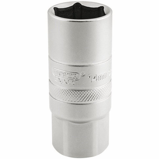 16783 Draper Expert Expert 14mm Thread 6 Point Satin Chrome Spark Plug Socket, 1/2 Sq Spark Plug Sockets Professional Trade DIY Workshop Garage Use