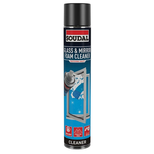Soudal Glass & Mirror Cleaner 750ml Aerosol Foam Spray Streak Free Shine