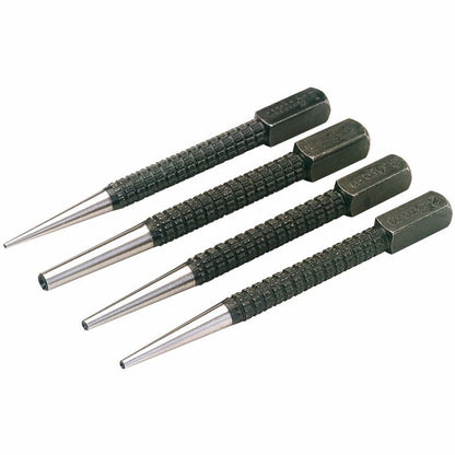 Draper 4PC CUPPED NAIL Punch SET SET  Set Of 100mm Cupped Nailsets