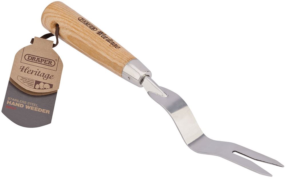 Draper STAINLESS HAND WEEDER 99027 Draper Heritage Stainless Steel Hand Weeder with Ash Handle