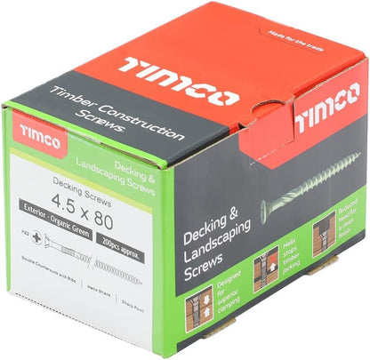TIMCO Decking Screw PZ2 - Green 4.5 x 80 Green Pack 200