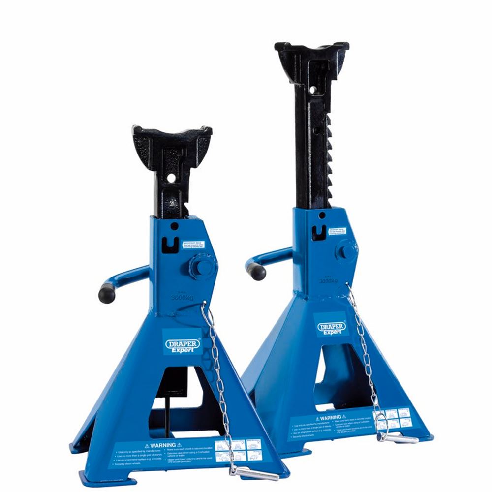 Draper 3T PRO AUTO RISE AXLE STANDS 01813 Pair of Pneumatic Rise Ratcheting Axle Stands (3 tonne)