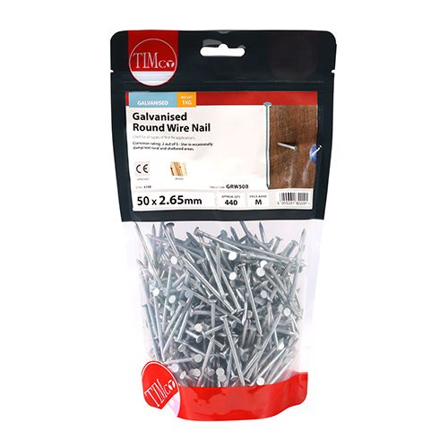 TIMCO Round Wire Nail - Galvanised 50 x 2.65 Pack 1