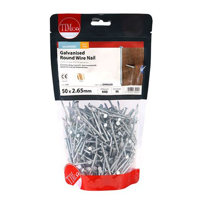 TIMCO Round Wire Nail - Galvanised 50 x 2.65 Pack 1