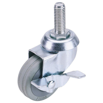 Draper RUBBER CAST.BOLT/BK.-75MM DIA 65476 Rubber Wheeled Swivel Bolt Castors with Brake