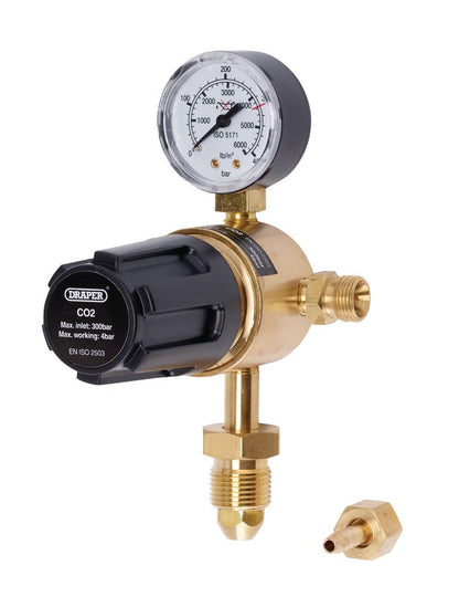 Draper IND. GAS BOTTLE REGLTR 1 GAUGE 70151 70151 300 Bar Industrial Gas Bottle Regulator with Single Gauge
