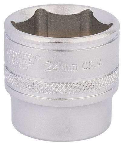 Draper 24MM 6PT SOCKET 3/8 DR-PCKD 17546 3/8" Sq. Dr. Metric Sockets (Micro Satin Chrome)