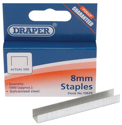 Draper 8MM STAPLES-(BOX OF 1000) HT 10639 Hammer Tacker