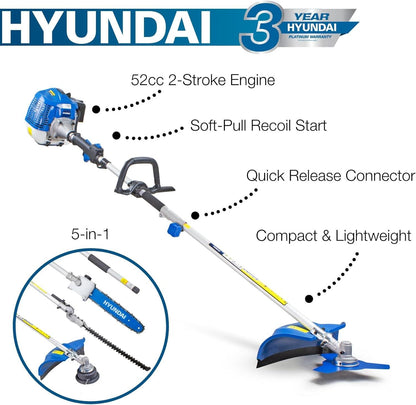 Hyundai 52cc Petrol 5 in 1 Garden Multi Tool Strimmer Hedge Trimmer Saw