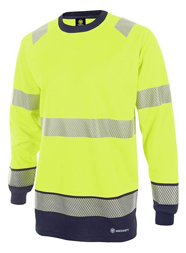 BEESWIFT DELTIC HI-VIS TWO-TONE LONG SLEEVE T-SHIRT SATURN YELLOW / NAVY XL