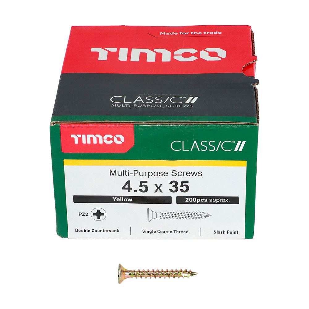 TIMCO Classic Screw PZ2 CSK ZYP 4.5 x 35 Gold Pack 200