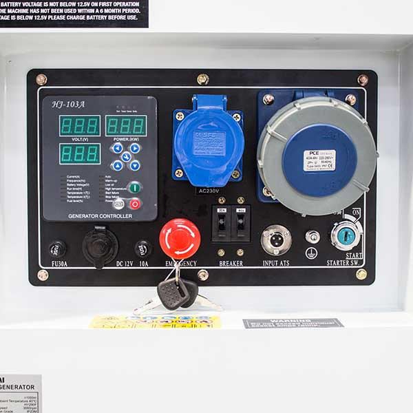 Hyundai DHY12500SE Diesel Generator 10kW 12.5kVA 230V Silenced Standby Mains Standby Portable Site Power Backup Power Portable Backup Site Power