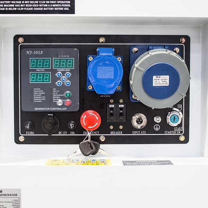 Hyundai DHY12500SE Diesel Generator 10kW 12.5kVA 230V Silenced Standby Mains Standby Portable Site Power Backup Power Portable Backup Site Power
