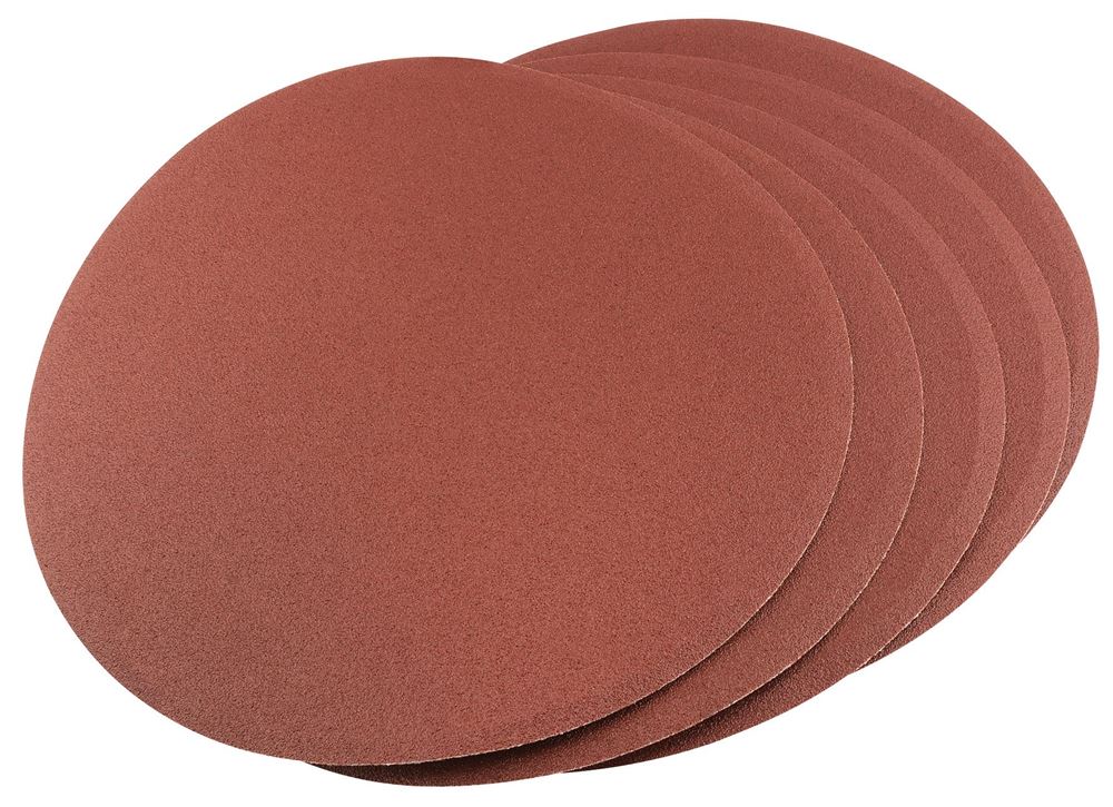 54679 Draper Self-Adhesive Aluminium Oxide Sanding Discs, 200mm, 100 Grit (Pack of 5) Professional Trade DIY Workshop Garage Use