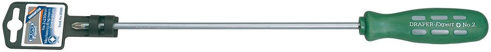 55509 Draper Expert Expert Long Reach Mechanics/Engineers PZ Type Screwdriver, No.2 x Mechanics Screwdrivers Professional Trade DIY Workshop Garage