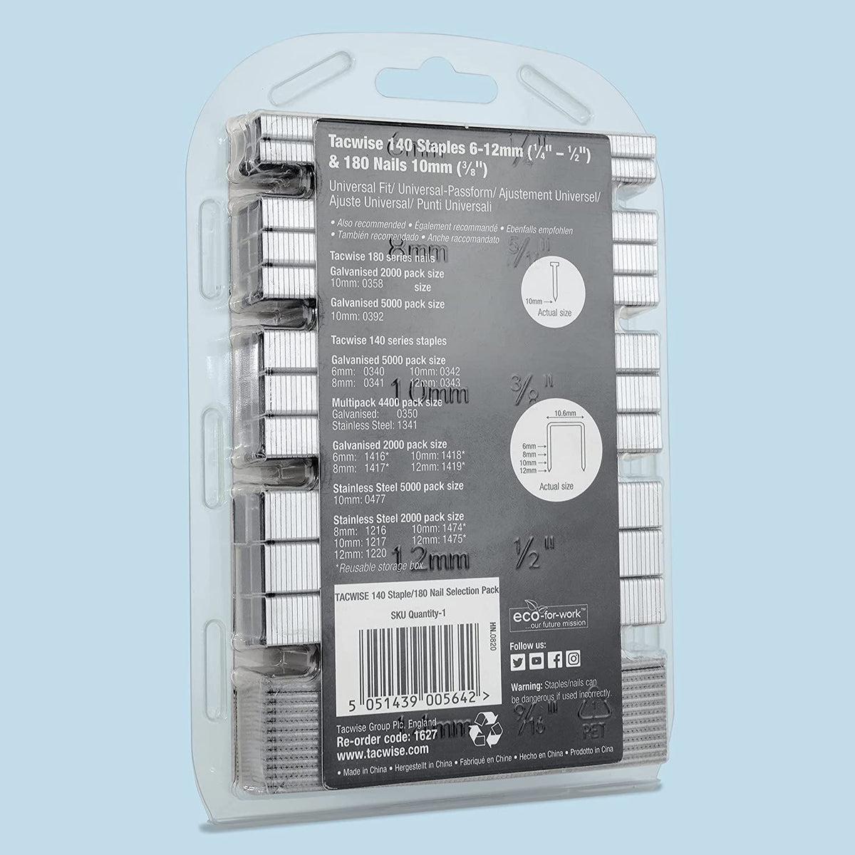 Tacwise 1627 Selection Pack of Type 140 6-12mm Type 180 10mm Staples Nails 7700 – Professional Trade Stapling & Fixing Tool