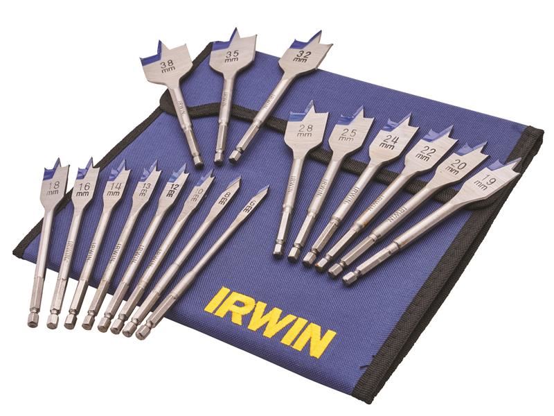IRWIN� IW4041002 Blue Groove 4X Flat Bit Set, 17 Piece