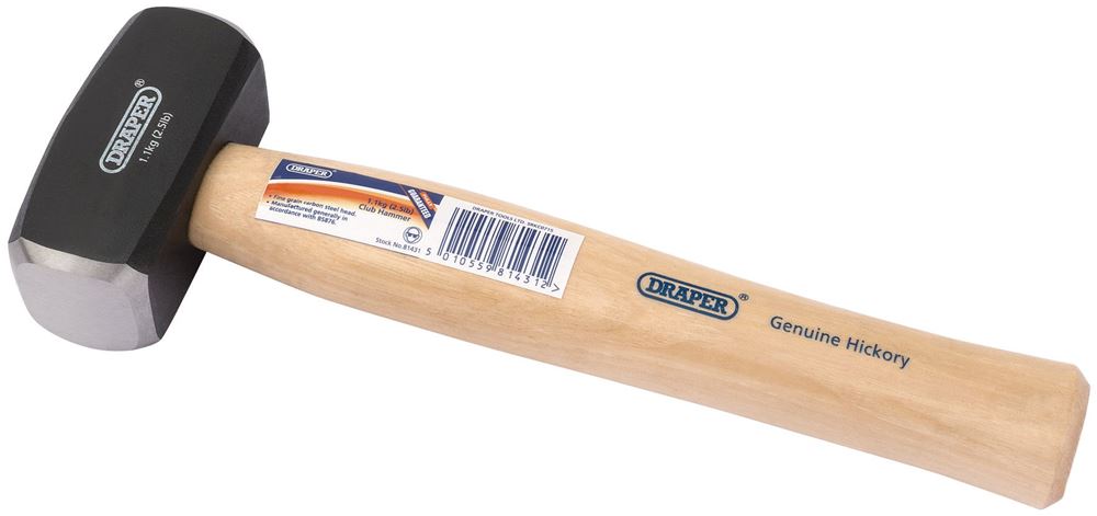 Draper CLUB HAMMER HICKORYSHAFT 1KG 81431 Hickory Shaft Club Hammers
