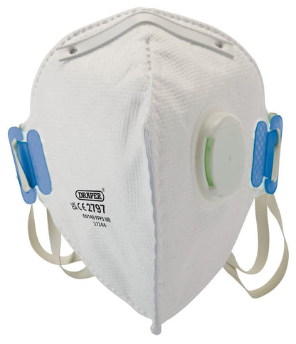 21244 Draper FPP3 NR Vertical Fold Flat Face Masks with Valve (Pack of 10) FM27/C Dust Masks, Respirators, Face Shields and Guards Professional Trad