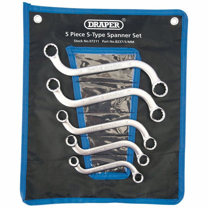 Draper 5 PCE S-TYPE SPANNER SET 07211 S-Type Obstruction Ring Spanner Set (5 Piece)