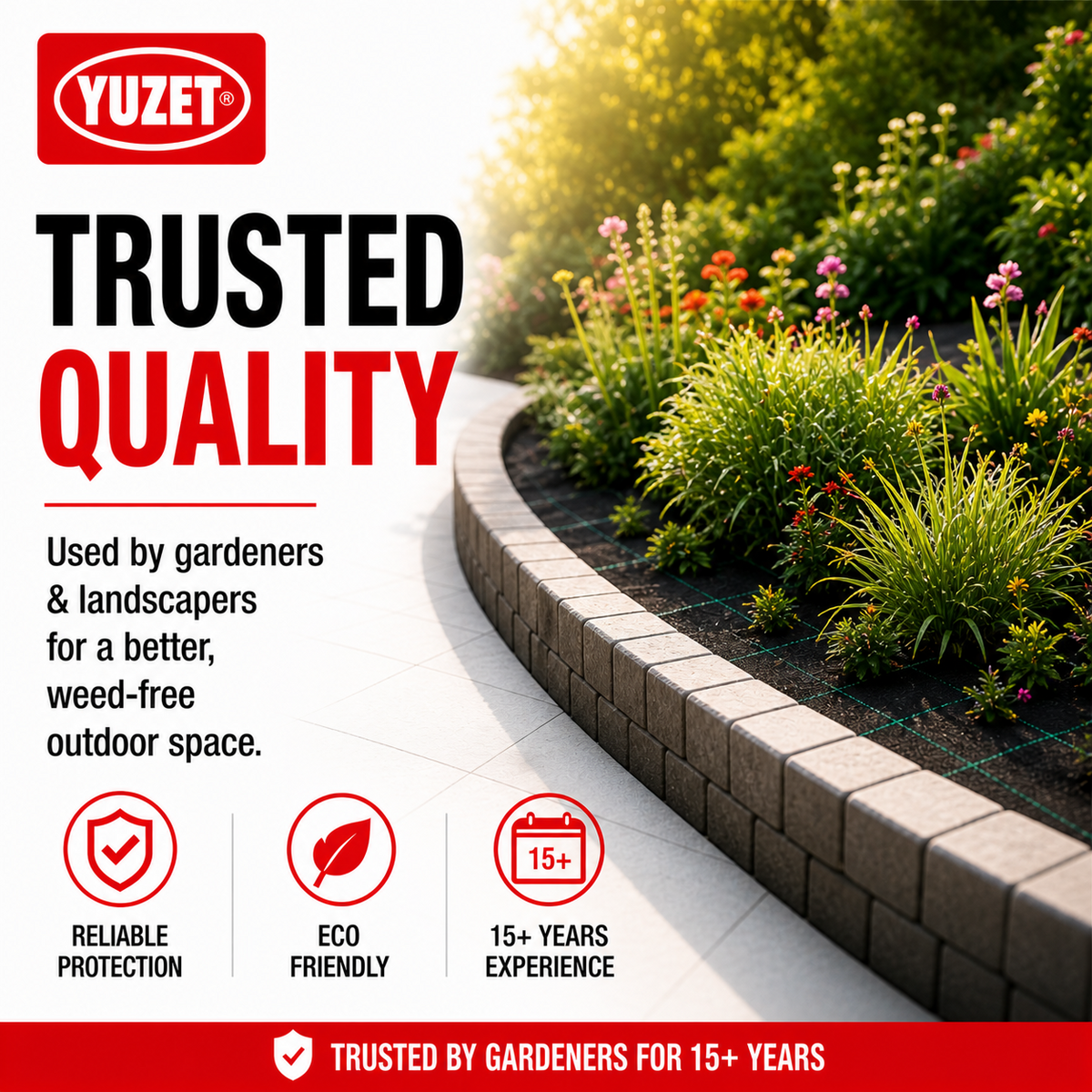 Yuzet Heavy Duty Weed Control Ground Cover Membrane Landscape Fabric - 1m / 2m / 3m / 4m / 5m Widths