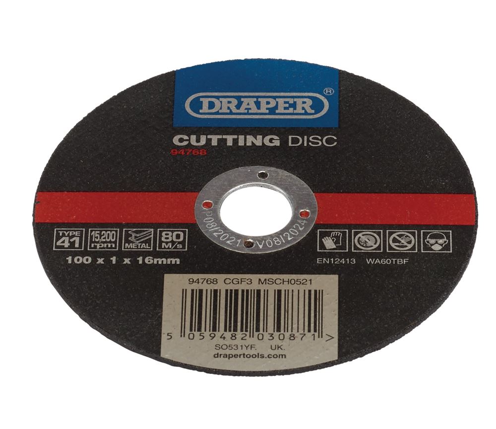 Draper CUT/DISC METAL - 100X1MM 94768 Metal Cutting Discs