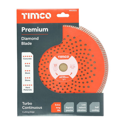 TIMCO Prem Diamond Blade Turbo Cont 230 x 22.2 Pack 1