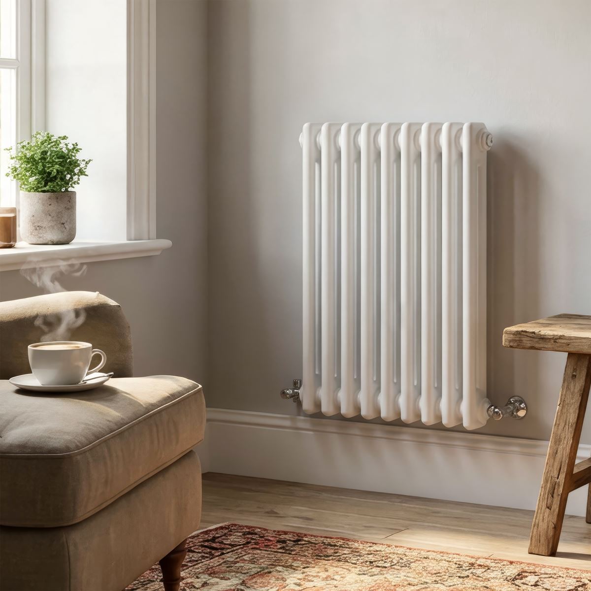 Baridi DH366 Horizontal Traditional 2 Column Radiator 600 x 427mm - White | Steel | Horizontal traditional two column radiator delivers a BTU output