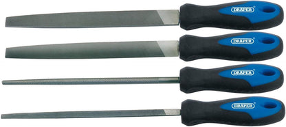 Draper SET OF 4 200MM FILES & HANDLES 44962 44962 Soft Grip Engineer's File Set, 200mm (4 Piece)