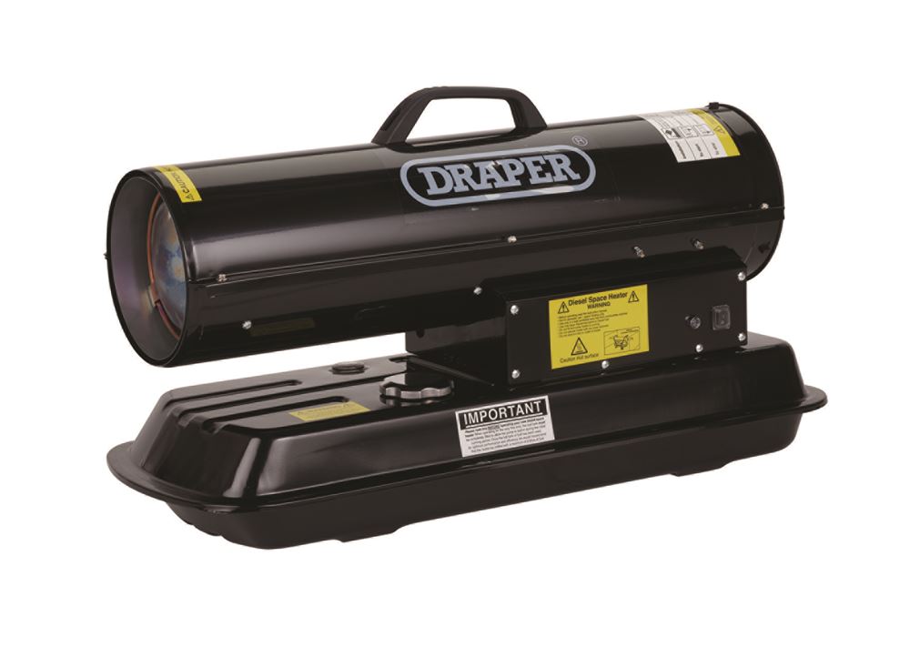 04174 Draper 230V Diesel and Kerosene Space Heater, 51,200 BTU/15kW DSH58 Diesel, Kerosene and Paraffin Heaters L 700mm x D 310mm x H 430mm Professi