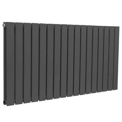 Baridi DH342 Horizontal Radiator Contemporary Double Flat Panel Design 600 x 1190mm - Anthracite | Steel | Horizontal flat panel design delivers a BTU